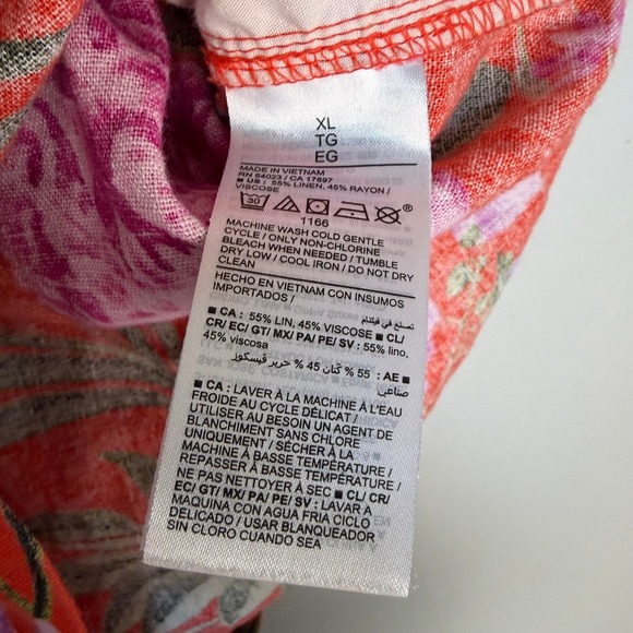 Old Navy High-Waisted Linen-Blend Shorts Red Floral Coastal Casual Size XL - Picture 7 of 7